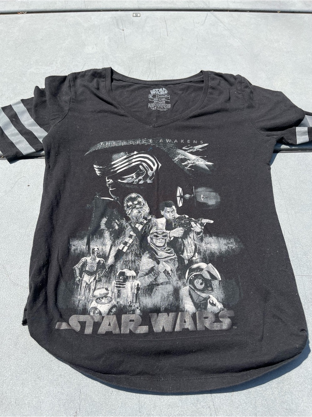 Star Wars Black Short-Sleeve Graphic Tee with Gray Sleeve Stripes